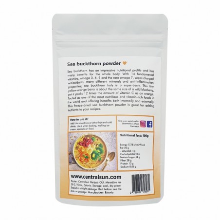 Organic freeze-dried sea buckthorn powder 100g Centralsun