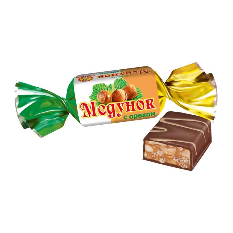 Конфеты шоколадные "Медунок" с орехом и мягкой карамелью 202g