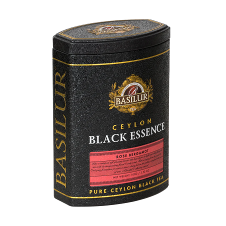 Melnā tēja BLACK ESSENCE ROSE BERGAMOT 100g metāla bundža Basilur