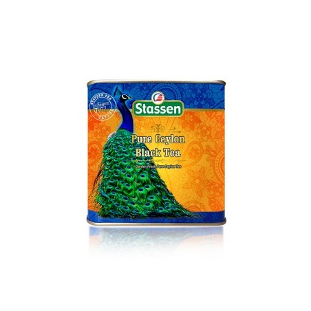 Stassen Peacock tīra Ceilonas melna tēja 250g metāla skārdene