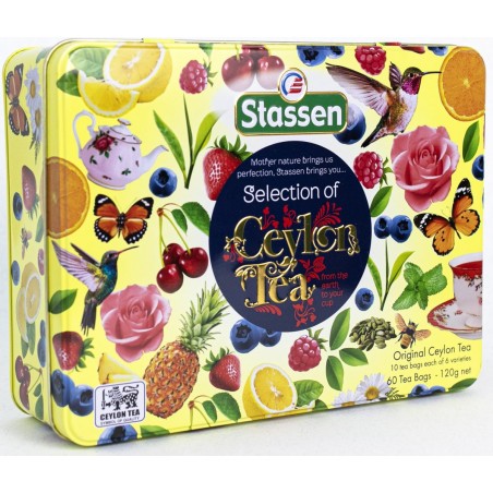 Stassen Yellow dažādu Ceilonas tēju ekskluzīva kolekcija piramīdās, 2g x 10 x 6, metāla skārda