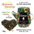 Glorious Harmony Zaļā beramā lapu tēja ar augļiem, Tarlton skārda tējkanna, 100g