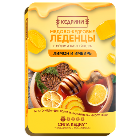 Medus-ciedra konfektes “Radograd Kedrini” ar citronu un ingveru (6 gab.)