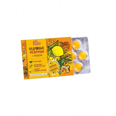 Honey-cedar lollipops “Radograd Kedrini” with lemon and ginger (6 pcs.)
