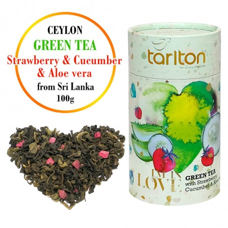 Зеленый чай с клубникой, огурцом и алоэ вера, Tarlton Love, 100г