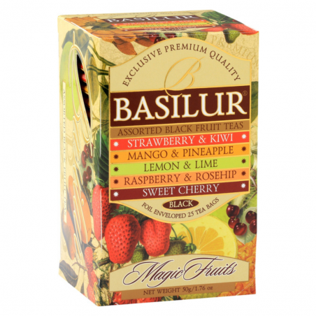 Basilur Tea Magic Fruits Black Assorted Foil Enveloped Tea Bags 25pcs x 2g