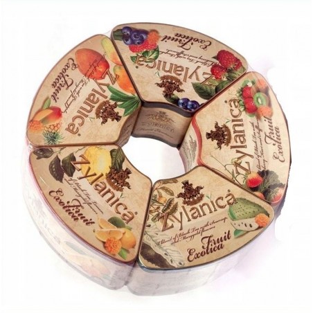 ZYLANICA FRUIT EXOTICA Ekskluzīva Melnas augļu tējas kolekcija 5 x 100G metāla