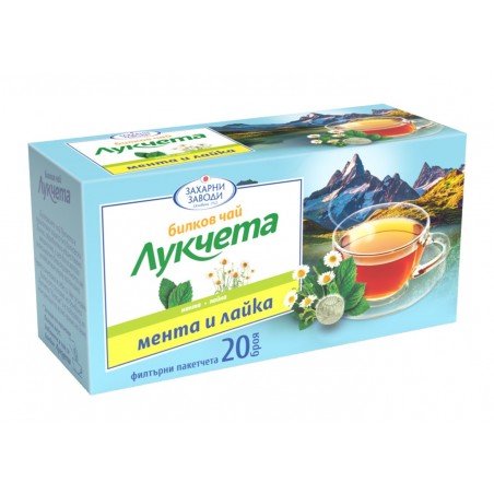 Zāļu tēja Kumelīšu un piparmētru x20 filtru maisiņi Lukčeta