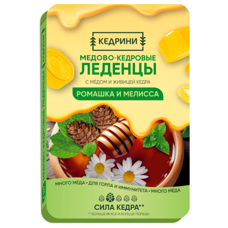 Леденцы медово-кедровые «Радоград Кедрини» с ромашкой и мелиссой (6 шт., блист.)