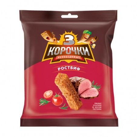«3 Koročki» grauzdiņi ar ceptas liellopa gaļas garšu  40g
