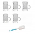 Turkish Tea Set 110ml Fluted Pattern, 5pcs Cups with and Brush