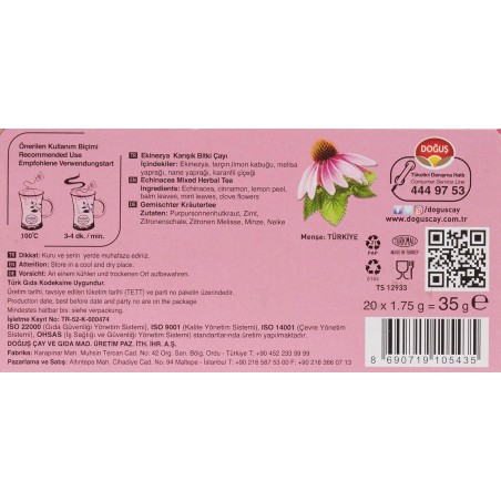 Doğuş echinacea Mixed Herbal Tea Bag 20pcs x1.75g