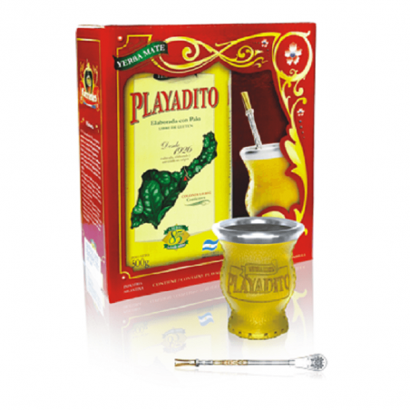 Playadito yerba mate kit Gourd + Bombilla + yerba 500g