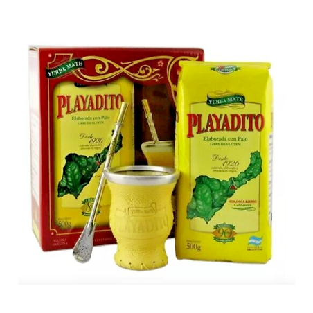 Playadito yerba mate kit Gourd + Bombilla + yerba 500g