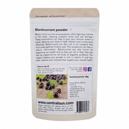 Liofilizēts upeņu pulveris BIO 100 g Centralsun