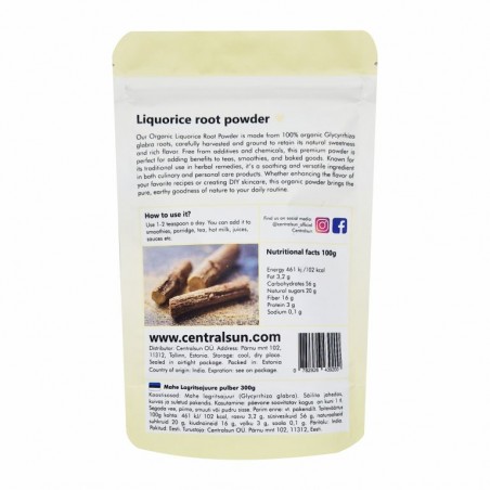 Bioloģiskais lakricas saknes pulveris 100g Centralsun