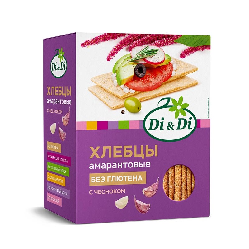 Di&Di Amaranth CRISPBREAD with Jerusalem artichoke and garlic Extruded 195g Gluten Free