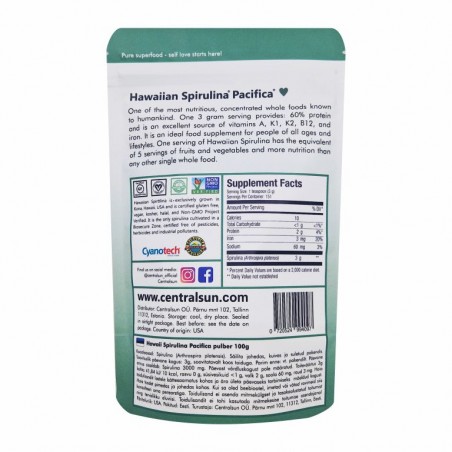 Havaju Spirulina Pacifica 100g Centralsun