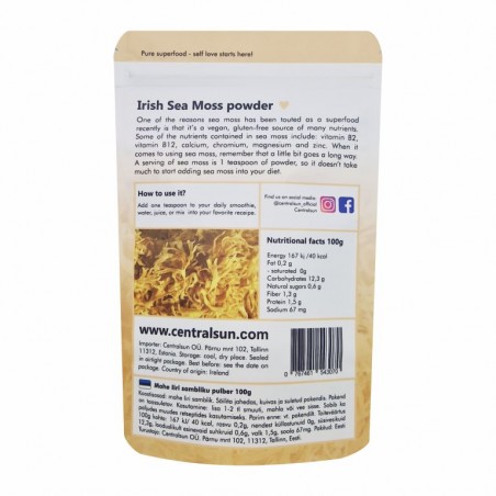 BIO Īru jūras sūnu pulveris 100g Centralsun