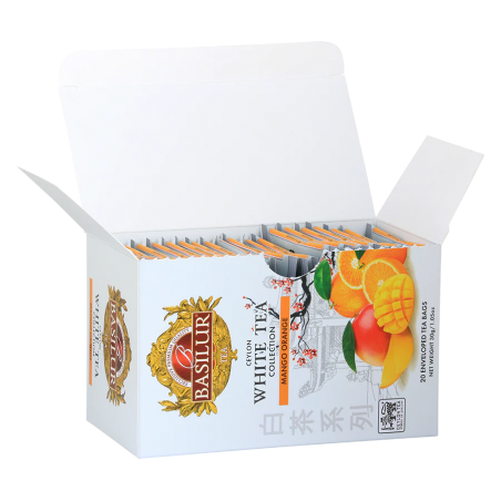 Basilur Baltā tēja Mango & Apelsīns paciņās 1,5g * 20EN 30g