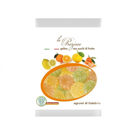 Le Preziose želejas konfektes ar Kalabrijas apelsīnu un citronu sulu, 100g