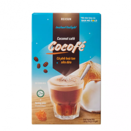 Вьетнамский растворимый кокосовый кофе REXSUN 160 г (16 г x 10 шт.)