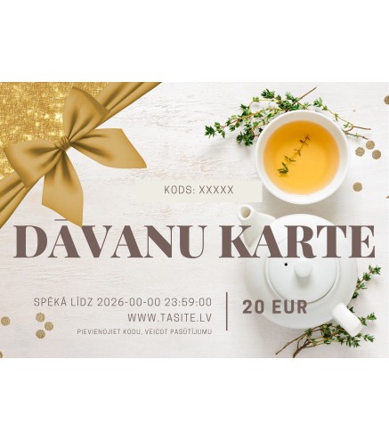 Gift Card with voucher code Tasite.lv 20 EUR