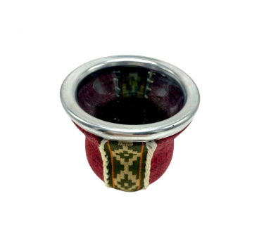 Gourd Glass with Woop pattern, Red, 190 ml Yerbee, Argentina