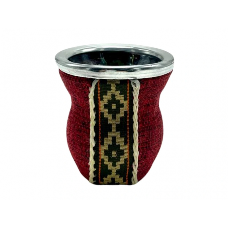 Gourd Glass with Woop pattern, Red, 190 ml Yerbee, Argentina
