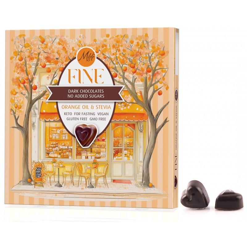 MILETE FINE Chocolate candies with erythritol, stevia and orange oil 80g MILETE FINE Chocolate candies with erythritol, stevia and orange oil 80g