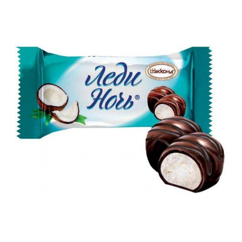 AKKOND "Ledi Noč" šokolādes glazūras konfektes ar kokosriekstu, 500g AKKOND "Ledi Noč" šokolādes glazūras konfektes ar kokosriekstu, 500g