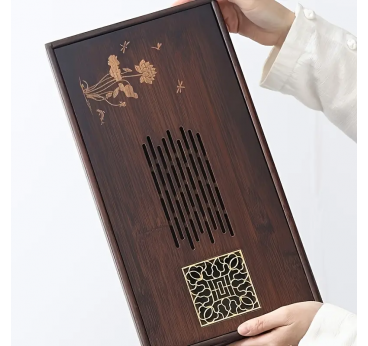 Bamboo Tea Tray with Carvings - Tea Serving Tray