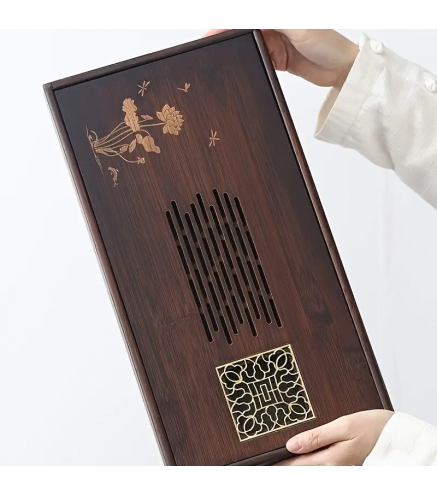 Bamboo Tea Tray with Carvings - Tea Serving Tray