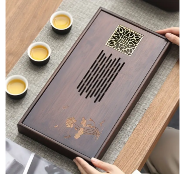 Bamboo Tea Tray with Carvings - Tea Serving Tray