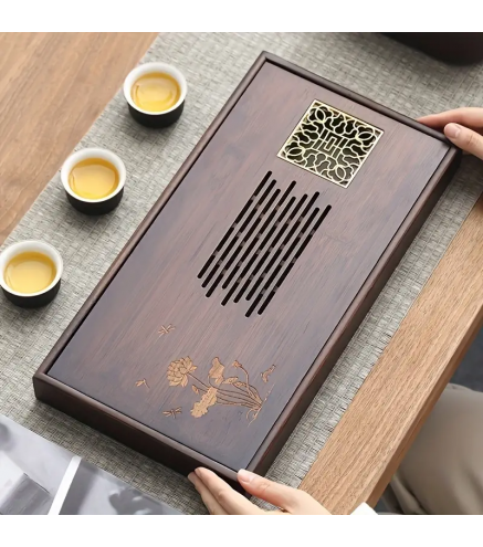 Bamboo Tea Tray with Carvings - Tea Serving Tray