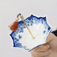 Vintage Blue & White Porcelain Umbrella - Compact Ceramic Infuser for tea