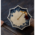 Vintage Blue & White Porcelain Umbrella - Compact Ceramic Infuser for tea