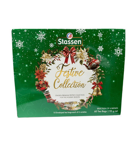 Stassen Festive Collection Premium dāvanu komplekts ar dažādu zaļo tēju paciņās, 95g