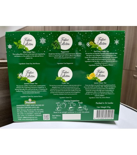Stassen Festive Collection Premium Gift Set of Assorted Green Tea Bags, 95g