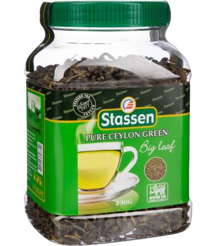 Stassen Liellapu Tīrā Ceilonas zaļā tēja 230g plastmasas burciņā