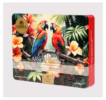 Unitea Ceylon Assortment tea 36 envelopes, metal tin