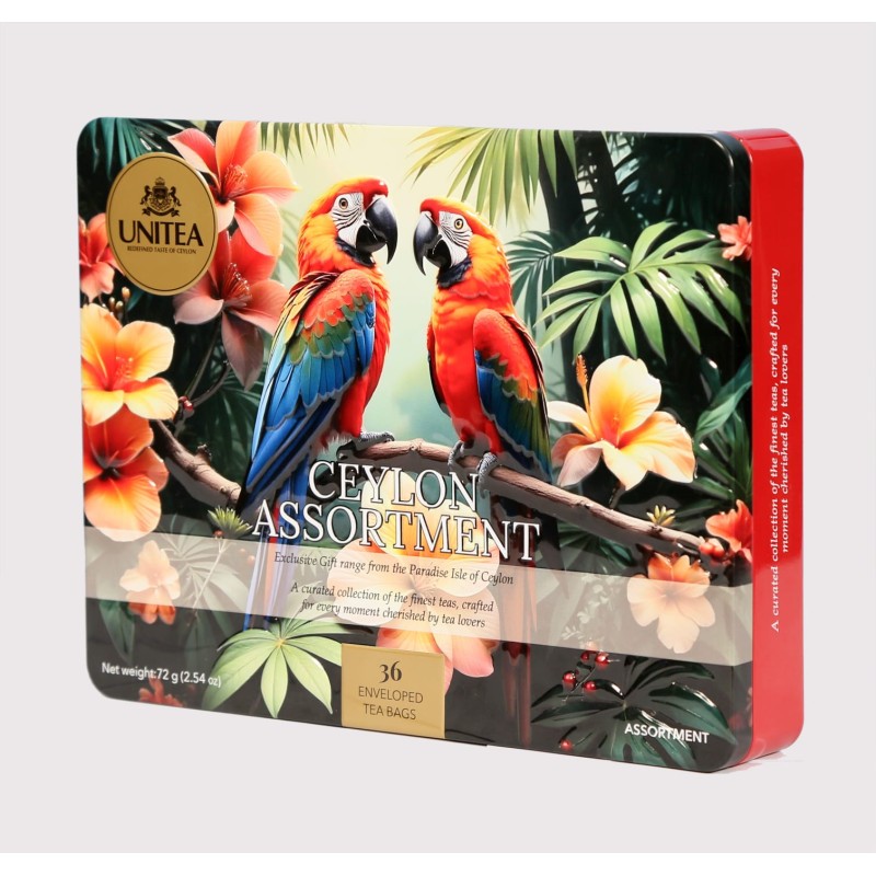 Unitea Ceylon Assortment tea 36 envelopes, metal tin
