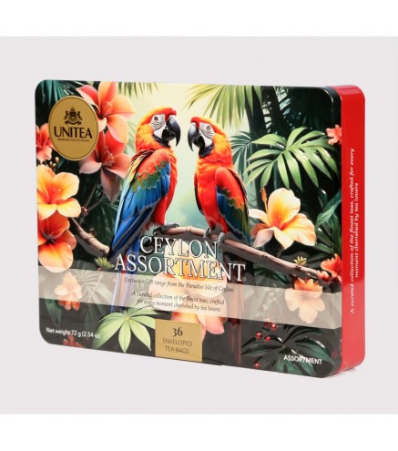 Unitea Ceylon Assortment tea 36 envelopes, metal tin