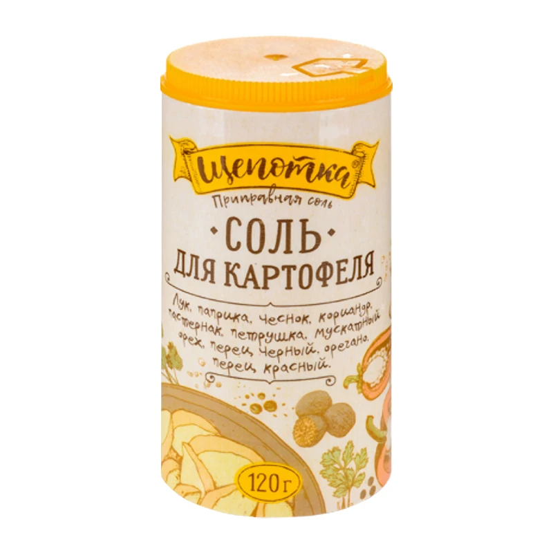 Соль пищевая "Соль для картофеля" пластиковая баночка с дозатором 120 г