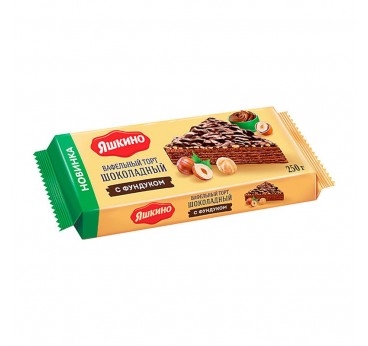 Šokolādes glazūras lazdu riekstu vafeļu kūka, 250 g Jaškino