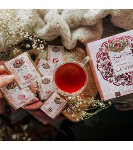 PINK TEA Assorted Green Tea 40 envelopes x1.5g Basilur