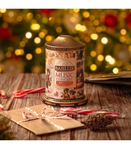 Melnā tēja MUSIC CONCERT CHRISTMAS Basilur 100g (metal) Muzikālā lādīte