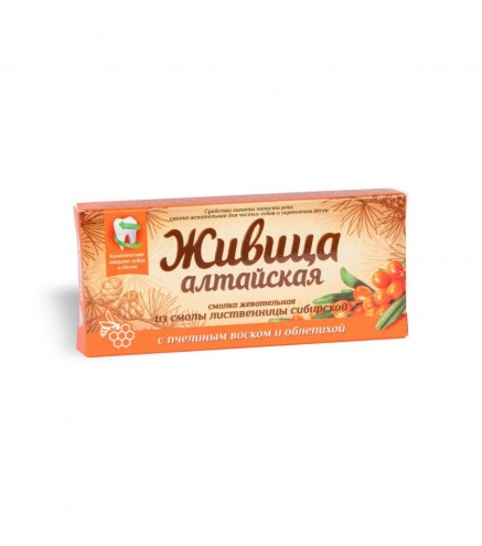Zhivitsa Altai gum chewing from the Siberian larch resin with beeswax and sea buckthorn No. 4*2g