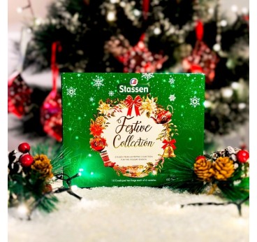 Stassen Festive Collection Premium dāvanu komplekts ar dažādu zaļo tēju paciņās, 95g