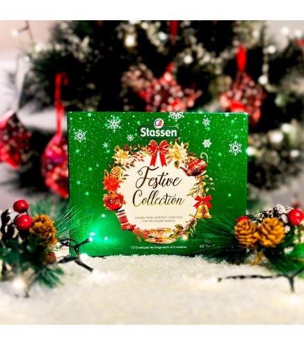 Stassen Festive Collection Premium dāvanu komplekts ar dažādu zaļo tēju paciņās, 95g